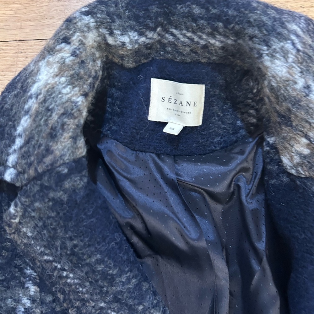 Sezane VIKTOR COAT, Size 36, Blue Checked - Picture 6 of 6
